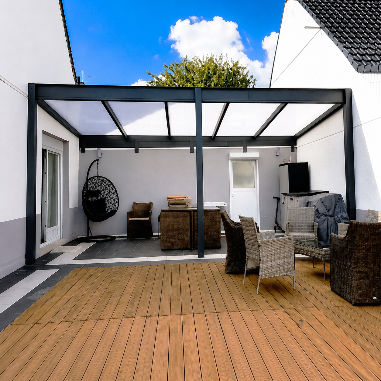 Une Pergola lumineuse de 18 m² avec toiture en polycarbonate à Vendin-le-Vieil (62)
